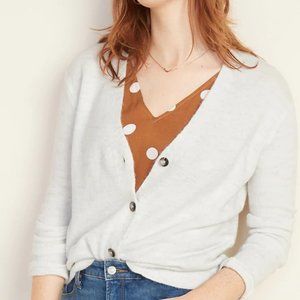 Slouchy Soft-Brushed Button-Front Cardi